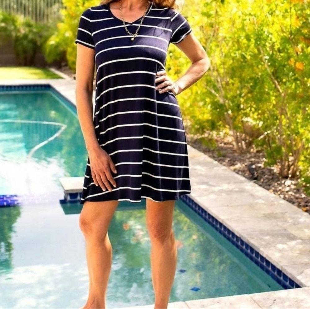 Jess Lea Nautical Navy Striped T-Shirt Mini Dress